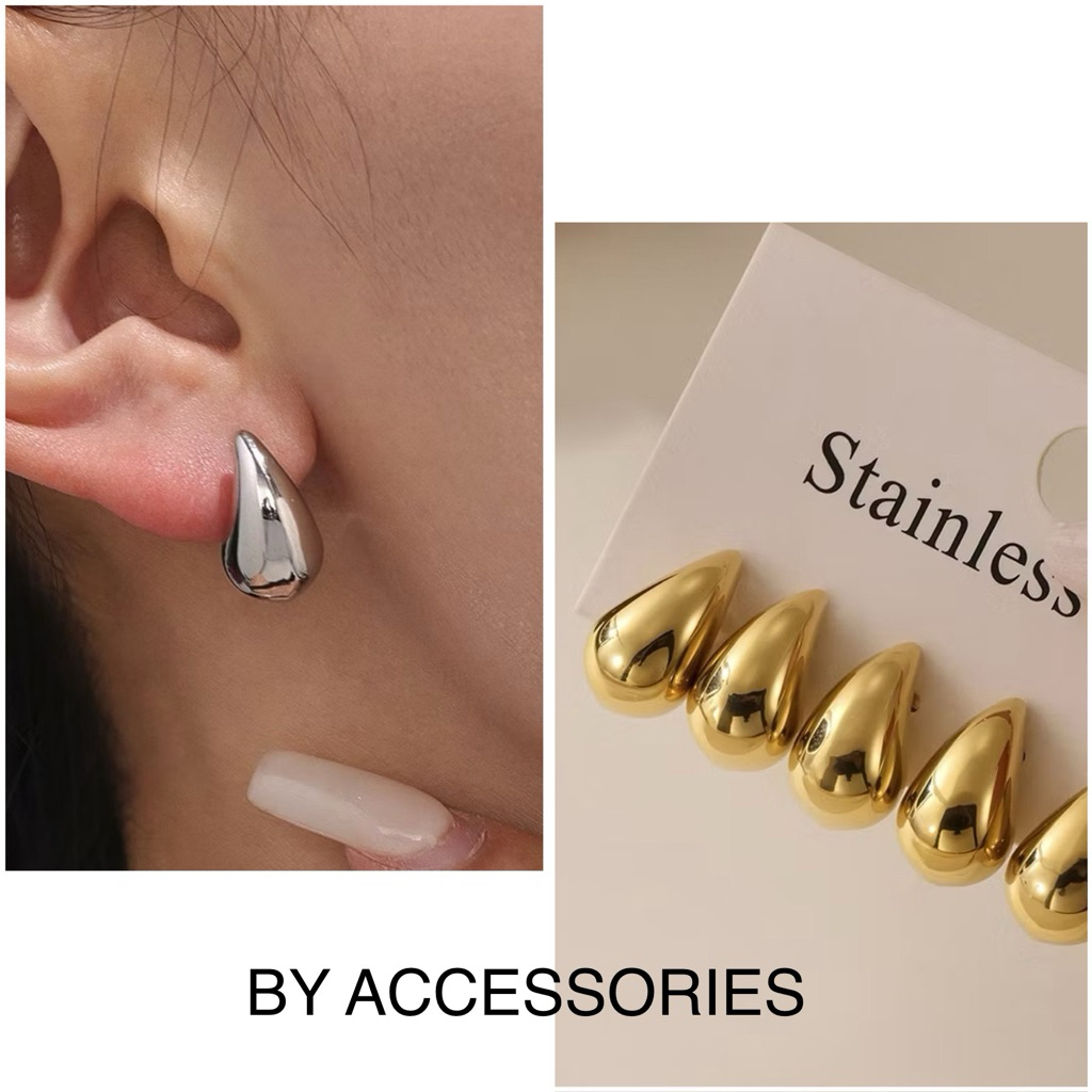Bông tai nữ titan hình khối giọt nước mạ vàng 18K không gỉ WE2529 BY ACCESSORIES