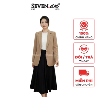 Áo vest nâu be nắp túi chéo đính cúc trang trí thời trang nữ Seven.AM B301105I