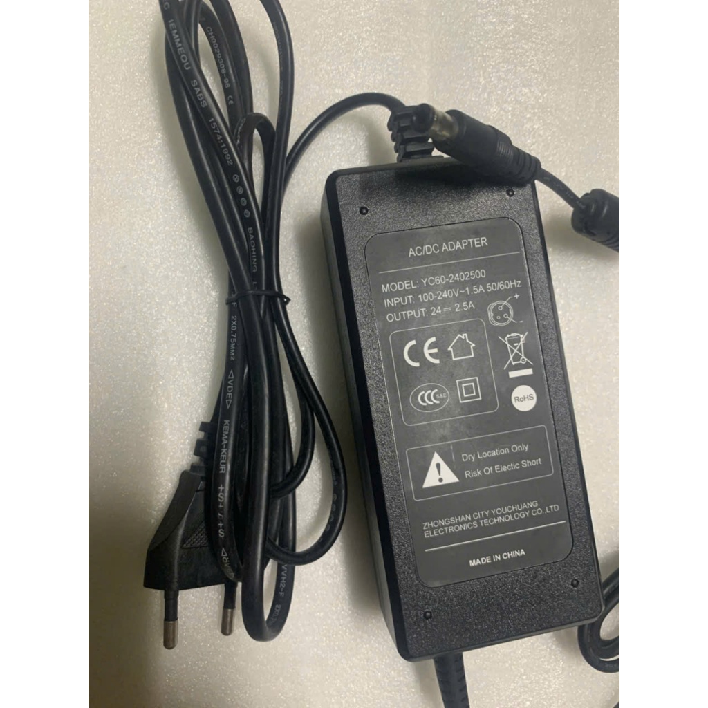 Adapter nguồn 24v 2.5a  jack 6.3 x30mm dùng cho máy in