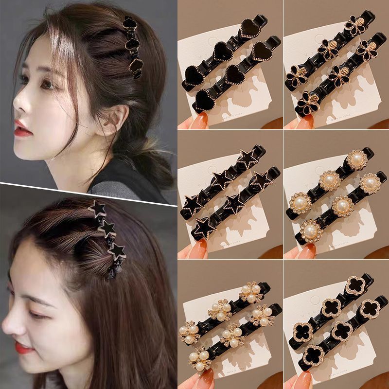 Kẹp tầng kẹp mỏ vịt đính hoa, kẹp bện tóc phong cách hàn quốc siêu xinh