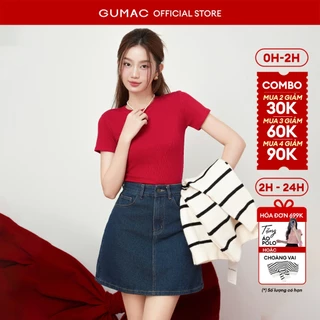 Áo thun nữ GUMAC cổ tròn form ôm body babytee thun gân co giãn mát mẻ  LATE0602