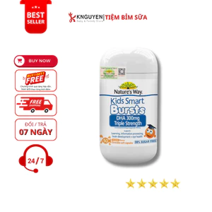 Viên Nhai Nature's Way Kids Smart DHA 300mg Triple Strength Tăng Cường Sự Phát Triển Của Trẻ 50 Viên