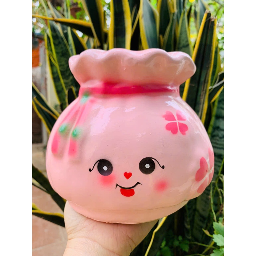 Heo đất tiết kiệm lỗ tròn túi tiền tài lộc -ống tiết kiệm lợn đất trang trí,quà tặng-Heo đất TinT