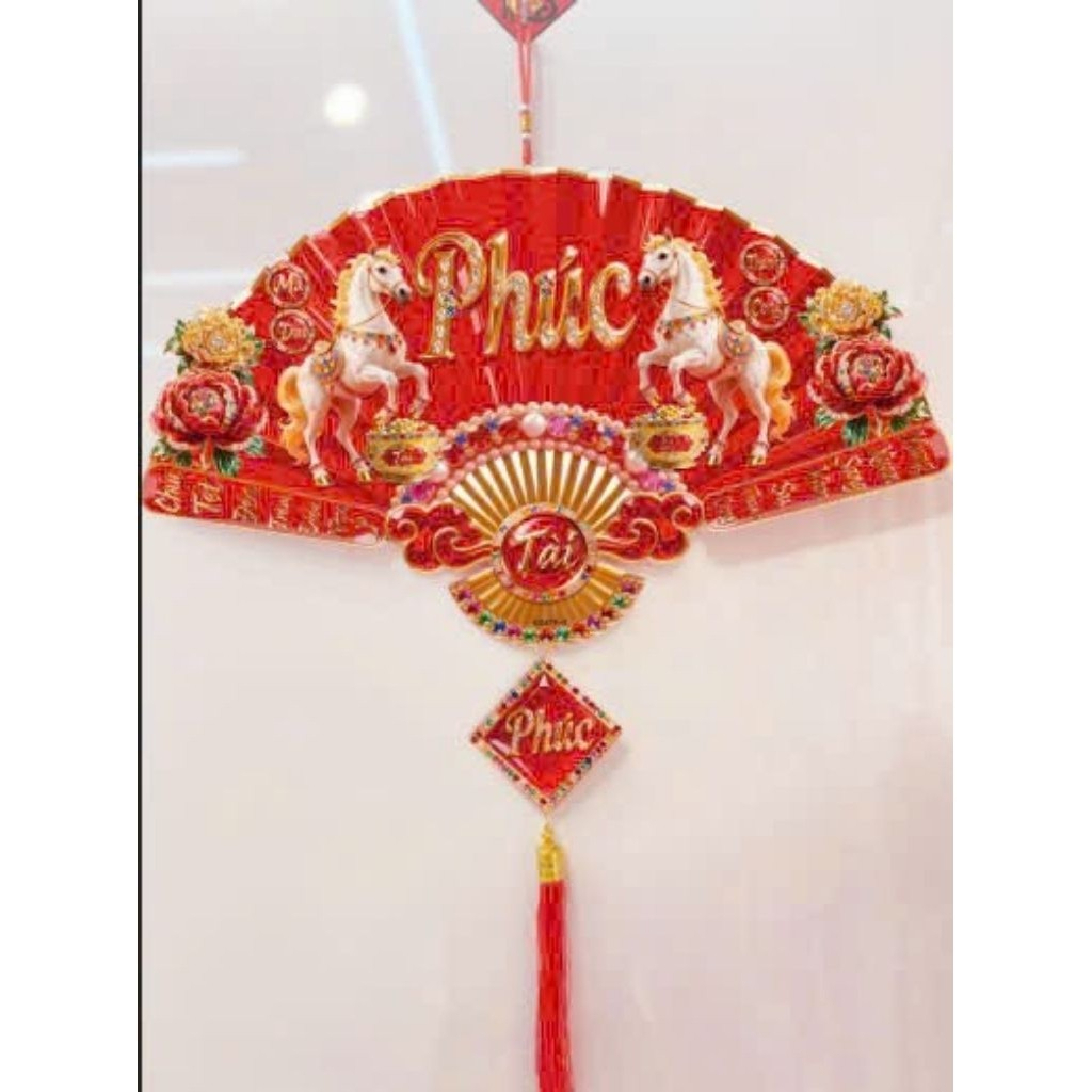 Quạt Trang Trí Tết Phúc Tài Đại Cát Đại Lợi – Mẫu Cá Chép Hóa Rồng & Ngựa Tài Lộc – Phụ Kiện Decor Nhà Cửa Ngày Tết