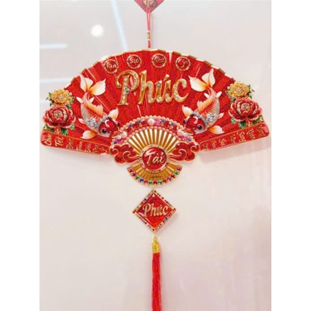 Quạt Trang Trí Tết Phúc Tài Đại Cát Đại Lợi – Mẫu Cá Chép Hóa Rồng & Ngựa Tài Lộc – Phụ Kiện Decor Nhà Cửa Ngày Tết