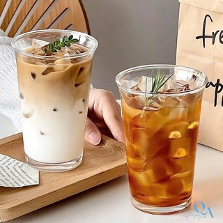 SET 6 Cốc thủy tinh miệng loe, ly thủy tinh dáng trụ trơn tối giản phong cách Hàn Quốc chuyên dụng cho cà phê, sinh tố
