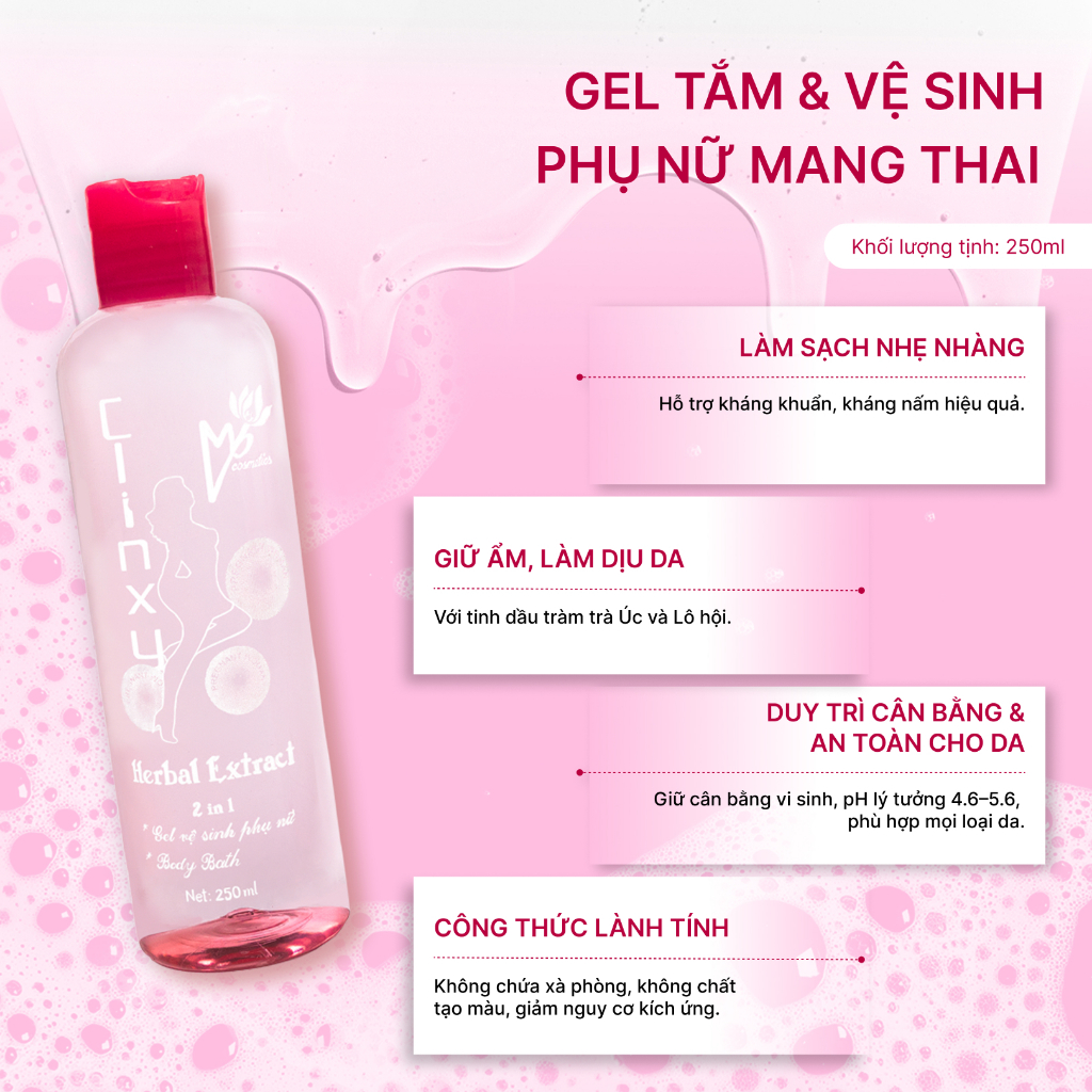 (Combo 2 Chai) Gel Tắm Và Vệ Sinh Nữ Clinxy Dành Cho Phụ Nữ Mang Thai, Sữa Tắm Hỗ Trợ Dưỡng Ẩm