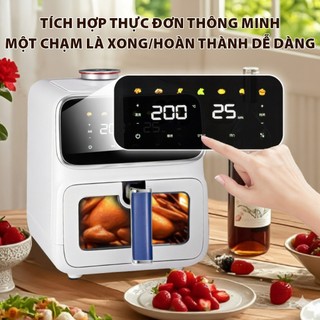 [ĐỜI MỚI NHẤT- BH 18T] Nồi chiên không dầu hơi nước Qcooko cống suất 1500W dung tích 5L, màn hình cảm ứng dễ dàng thao t