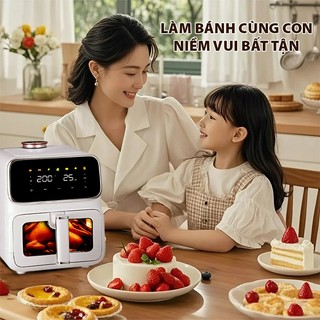 [MÃU MỚI 2026] Nồi chiên hơi nước nồi chiên không dầu QCOOKO dung tích 6L công suất 1400W,đồ ăn mềm mọng, không khô