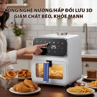[MÃU MỚI 2026] Nồi chiên hơi nước nồi chiên không dầu QCOOKO dung tích 6L công suất 1400W,đồ ăn mềm mọng, không khô