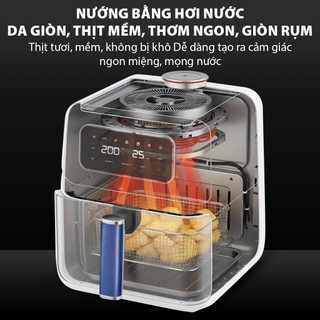 [MÃU MỚI 2026] Nồi chiên hơi nước nồi chiên không dầu QCOOKO dung tích 6L công suất 1400W,đồ ăn mềm mọng, không khô