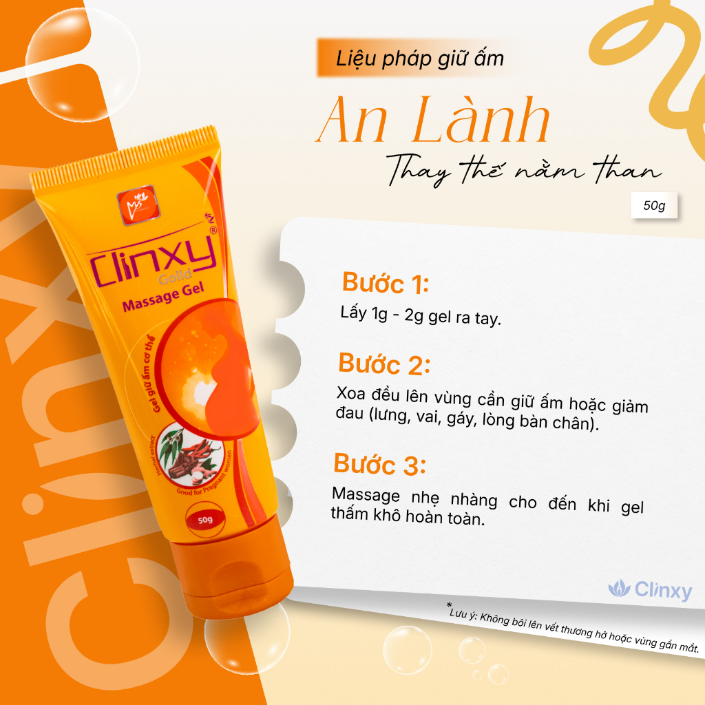 (Combo 2 Tuýp) Gel Massage Cho Thai Phụ Giảm Đau Mỏi, Làm Ấm Cơ Thể – Clinxy Gold Massage Gel (50g)