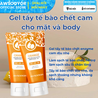 AWSOOYOR gel tẩy tế bào chết cho mặt và body enzyme cam 50g làm sạch sâu,kiểm soát dầu, dưỡng ẩm, phù hợp nhiều loại da