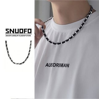 SNUOFO - Dây chuyền thép titan đen cao cấp dành cho nam thiết kế hip hop cổ điển dây da bền màu