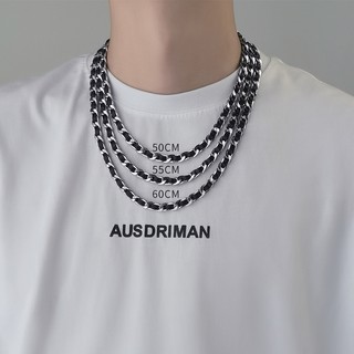 SNUOFO - Dây chuyền thép titan đen cao cấp dành cho nam thiết kế hip hop cổ điển dây da bền màu