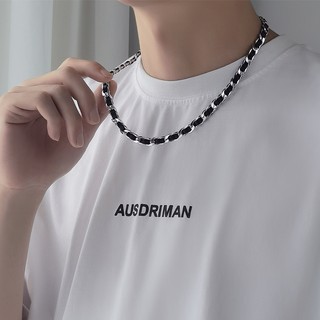 SNUOFO - Dây chuyền thép titan đen cao cấp dành cho nam thiết kế hip hop cổ điển dây da bền màu