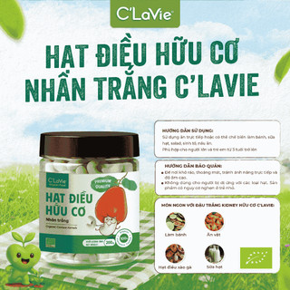 Hạt điều hữu cơ C'Lavie hàng loại 1 hạt to, thơm làm sữa hạt, ăn trực tiếp, làm bánh