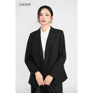 Áo Blazer Nữ 𝐂𝐂𝐇𝐀𝐓 Dáng Suông 6 Khuy Sobre Chất Liệu Tuytsi Cao Cấp 25EHS2004ST