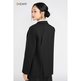 Áo Blazer Nữ 𝐂𝐂𝐇𝐀𝐓 Dáng Suông 6 Khuy Sobre Chất Liệu Tuytsi Cao Cấp 25EHS2004ST