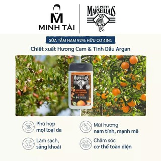 Gel Tắm Pháp dành cho Nam Le Petit Marseillais 4in1 Gỗ Cam & dầu Argan hữu cơ