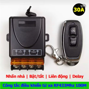 Bộ công tắc điều khiển từ xa 100m/30A/220V remote sóng RF 433MHz dùng cho máy bơm,đèn ,quạt