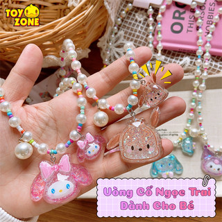 Vòng Cổ Ngọc Trai Đính Hạt Cườm Cho Bé Gái,Charm Nhân Vật Hoạt Hình Kuromi,Thỏ Hồng,Pony Dễ Thương - Phụ Kiện Thời Trang