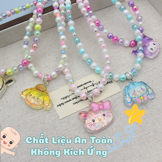Vòng Cổ Ngọc Trai Đính Hạt Cườm Cho Bé Gái,Charm Nhân Vật Hoạt Hình Kuromi,Thỏ Hồng,Pony Dễ Thương - Phụ Kiện Thời Trang