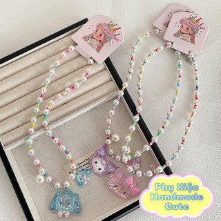 Vòng Cổ Ngọc Trai Kuromi, Kitty,Thỏ Hồng,Pony Cho Bé Gái, Mặt Charm Lấp Lánh Đáng Yêu - Phụ Kiện Thời Trang Dễ Thương
