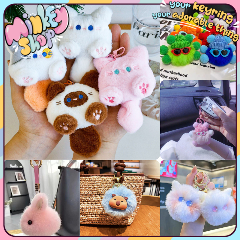 Móc Khoá Bông Cute Giá Rẻ | Gấu, Thỏ Dễ Thương Treo Balo Túi Xách | Quà Tặng Xinh – Minkey Shop