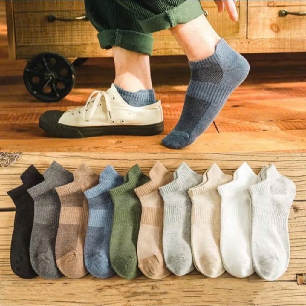 Set 10 Đôi Tất Cổ Vải Ngắn Cotton Lưới Ngủ Mát Thoải Mái Nhiều Màu Sắc Đơn Giản Cho Nam