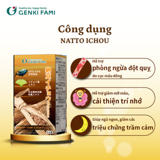 TPBVSK Combo Bổ Não, Phòng Ngừa Đột Quỵ Natto Ichou, Omega 3 Genki Fami Nhật Bản Hộp 90 Viên