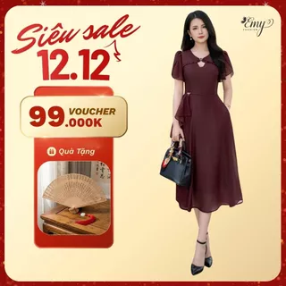 Đầm Nữ Thiết Kế EMY EM2188 - Vải Tơ Ly Gân Ánh Kim Cao Cấp, Sang Trọng Dự Tiệc & Công Sở