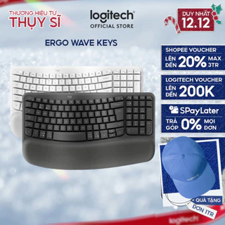 Bàn phím không dây công thái học Logitech Wave Keys - Kết nối Bluetooth, Gác tay, Windows, MacOs