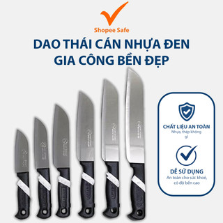 Dao thái thịt làm bếp cán nhựa đen lưỡi bén bền chắc cắt thái tiện lợi có nhiều size hàng gia công