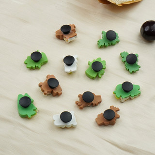 Bộ 12 Sticker, Charm 3D chủ đề Gấu trúc nhựa cứng gắn Dép Sục, Cá sấu JB-418 Mita