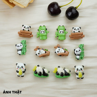 Bộ 12 Sticker, Charm 3D chủ đề Gấu trúc nhựa cứng gắn Dép Sục, Cá sấu JB-418 Mita
