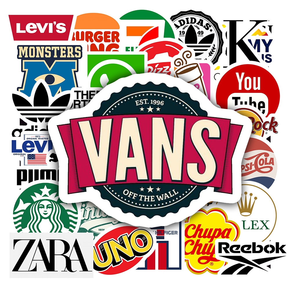 Set 50 Miếng Dán Graffiti Brand Logo Hình Dán Thương Hiệu Chống Thấm Nước Trang Trí Mũ Bảo Hiểm