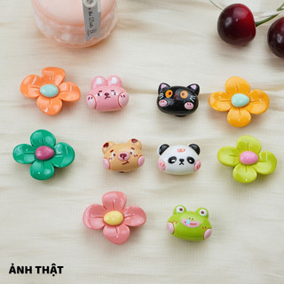 Bộ 10 Sticker, Charm 3D chủ đề Hoa muôn thú nhựa cứng gắn Dép Sục, Cá sấu JB-419 Mita