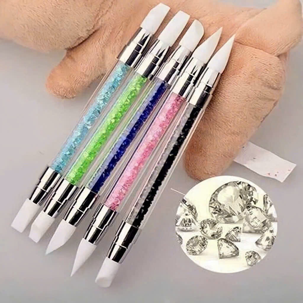 Bút Silicon Cán Đá 2 Đầu Làm Nail – Nặn Hoa, Dặm Foil, Dặm Sticker, Đầu Mềm Dễ Dùng Cho Thợ Nail Chuyên Nghiệp