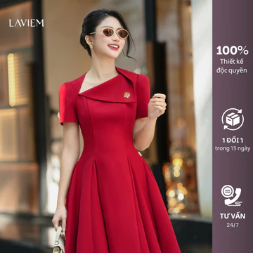 LAVIEM - Váy thiết kế dáng xòe cut out vai - Alva Dress (kèm charm kim loại)