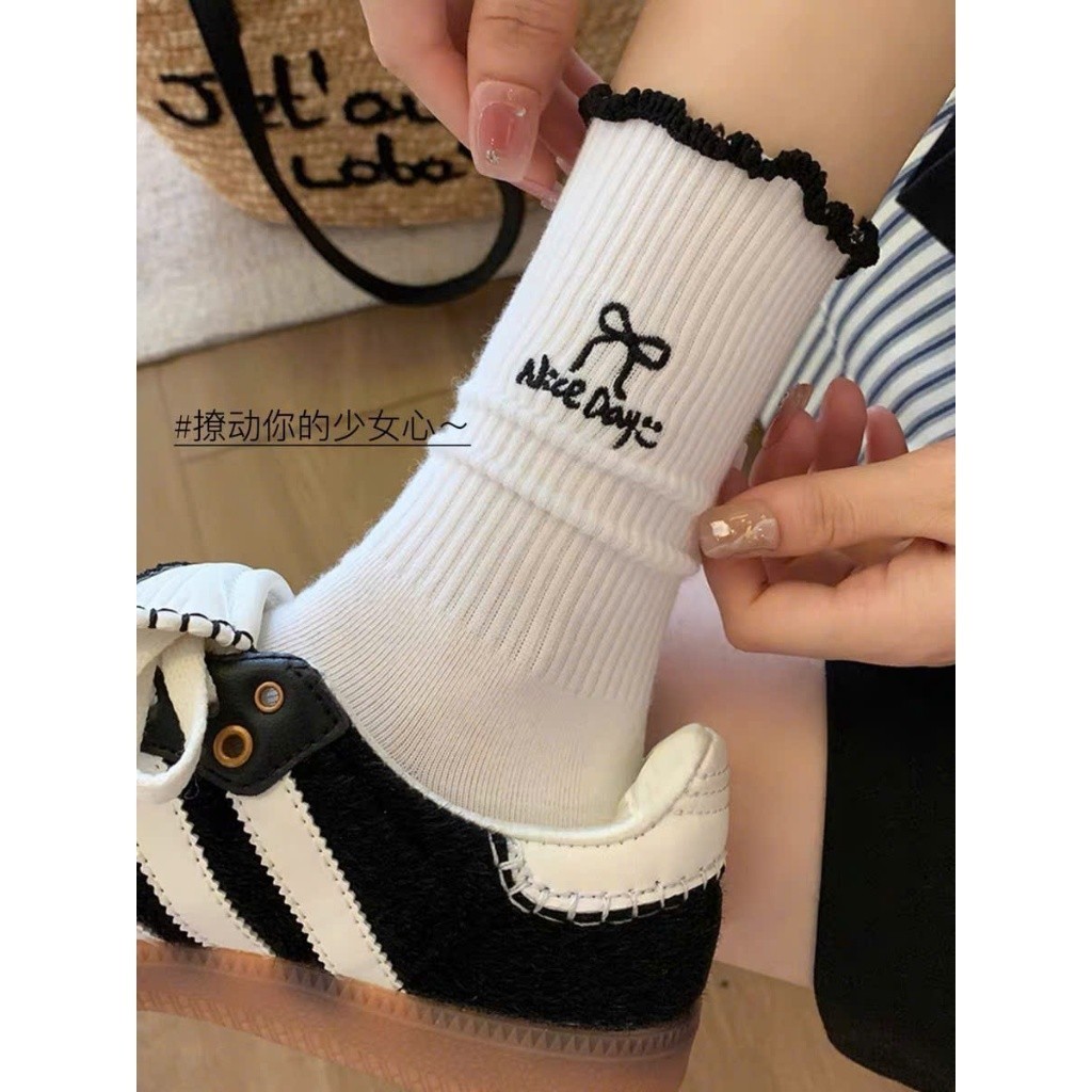Set 10 Đôi Tất Nữ Cổ Cao Họa Tiết CHERRY Nơ Sang Chảnh Mới Nhất