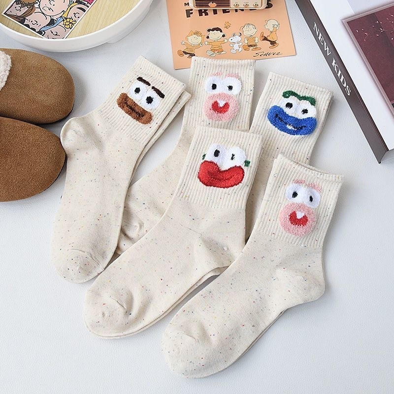 Set 10 đôi tất muối tiêu hoạ tiết hình mặt cười TT08