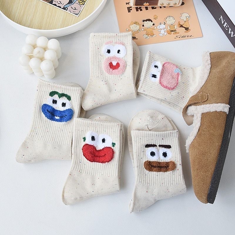 Set 10 đôi tất muối tiêu hoạ tiết hình mặt cười TT08