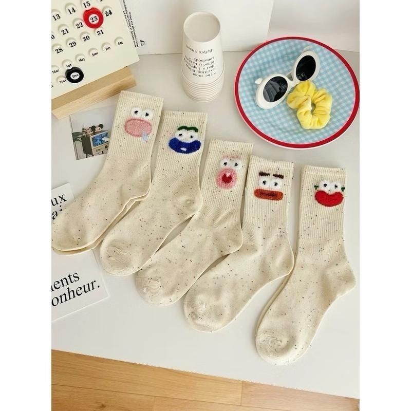 Set 10 đôi tất muối tiêu hoạ tiết hình mặt cười TT08