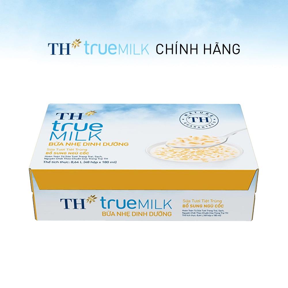 Thùng 48 hộp sữa tươi tiệt trùng TH true MILK LIGHT MEAL bổ sung ngũ cốc 180ml (48H)