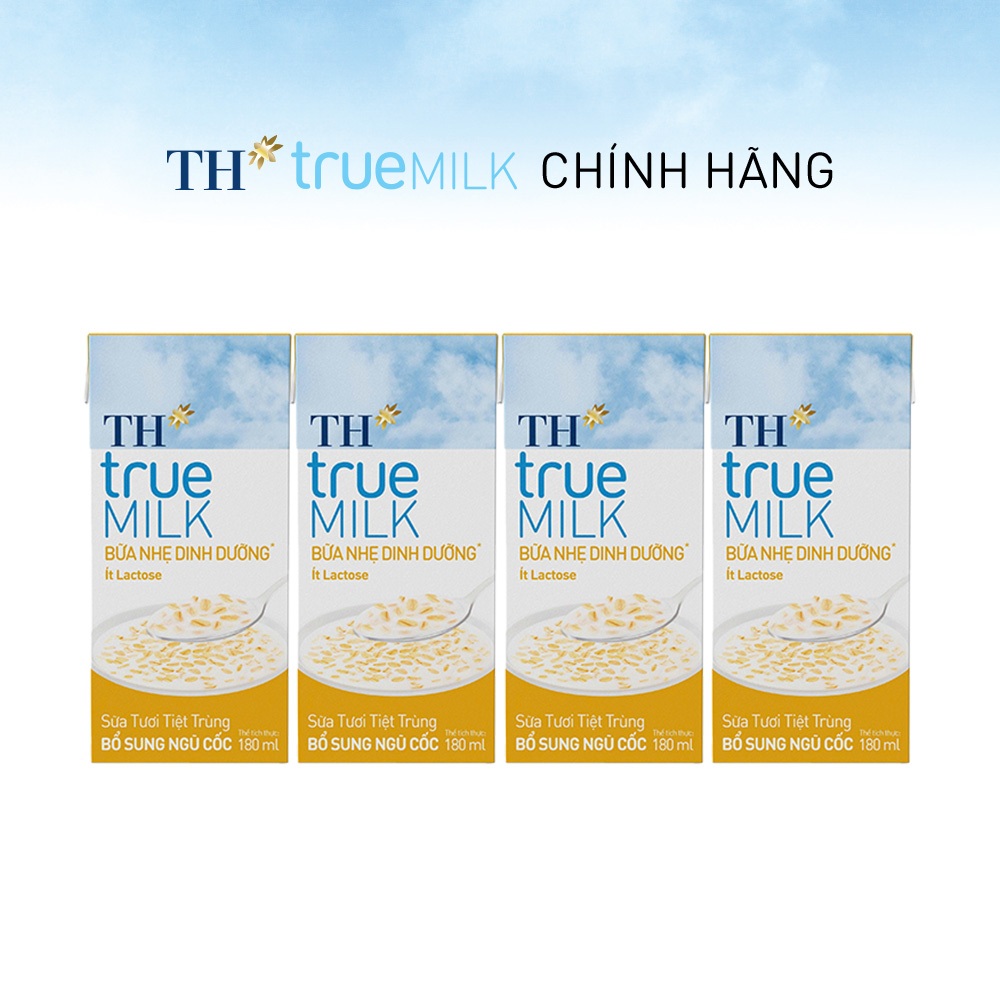 Thùng 48 hộp sữa tươi tiệt trùng TH true MILK LIGHT MEAL bổ sung ngũ cốc 180ml (48H)