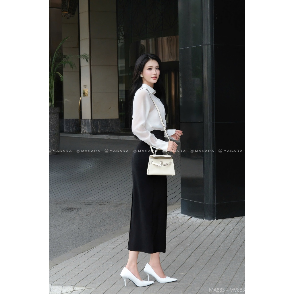 Chân váy dài Masara cotton hàn phong cách công sở thanh lịch MV883