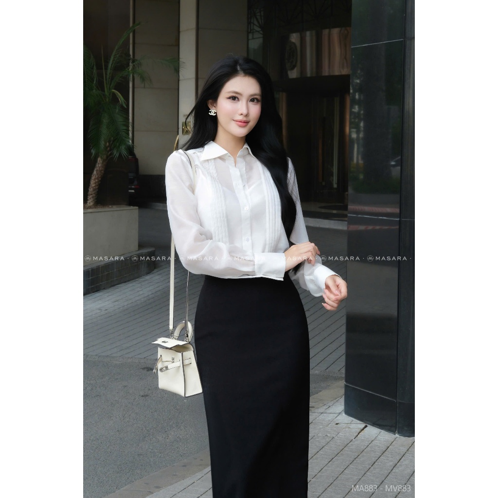 Chân váy dài Masara cotton hàn phong cách công sở thanh lịch MV883