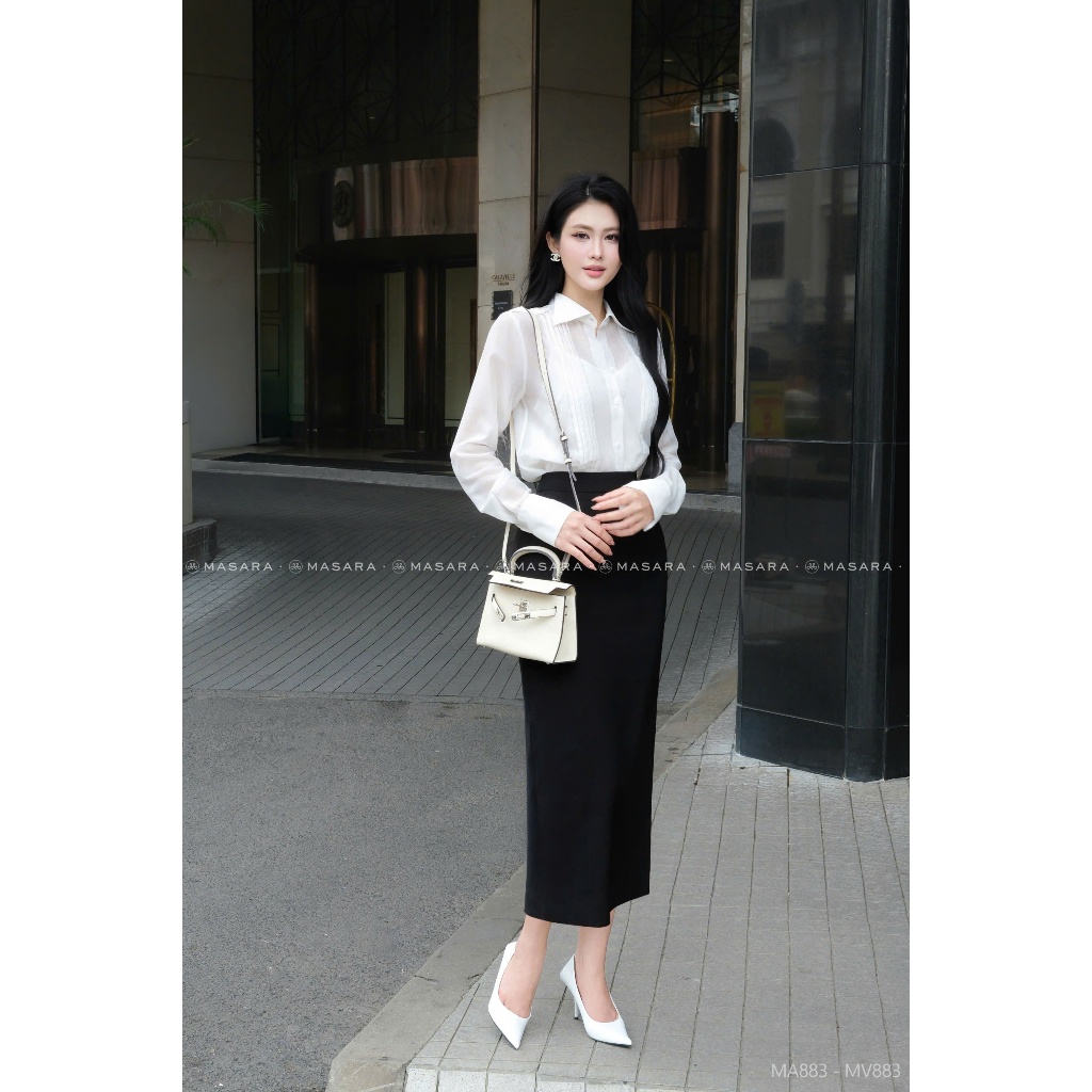Chân váy dài Masara cotton hàn phong cách công sở thanh lịch MV883