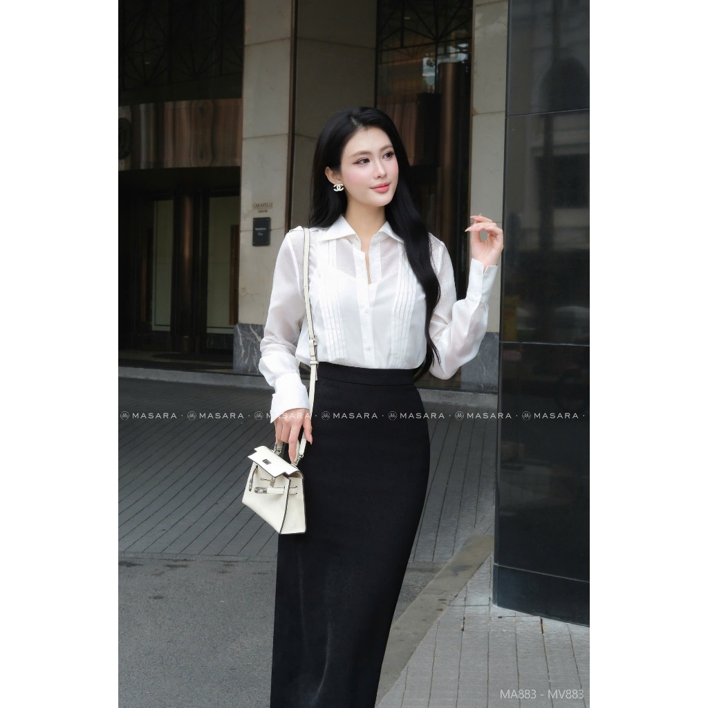 Chân váy dài Masara cotton hàn phong cách công sở thanh lịch MV883